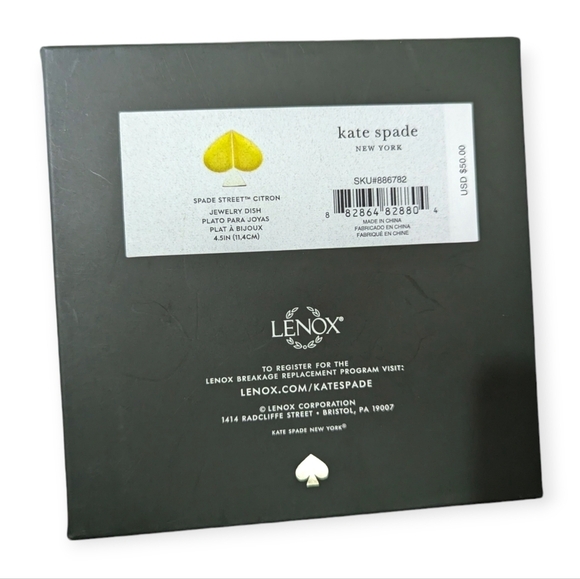 New Kate Spade Jewelry Dish by Lenox Spade Street Citron Yellow Trinket Dish - Picture 8 of 8